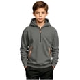 thumbnail image 6 of Boys' Hoodie Sweatshirt Quarter Zip Up Lightweight Sweat Shirt with Kangaroo Pockets Warm Hoodie For Boys, 6 of 10
