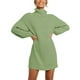 thumbnail image 3 of Vestidos De Suéter De Manga Larga, Vestido De Suéter De Punto Cómodo Hasta La Rodilla Cuello Alto De Rayas Verticales Para Citas Para Mujeres Para La Oficina, 3 of 6