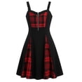 thumbnail image 3 of QATAINLAV Woman Gothic Plaid Mini Dress O-Ring Front Zip A-Line Gothic Dresses Halloween Cosplay Costume, 3 of 9