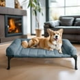 thumbnail image 7 of Veehoo Cooling Elevated Dog Bed with Fluffy Plush Bolster Cushion, 32 x 25 inches, Medium, Haze Blue, 7 of 7
