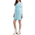 thumbnail image 2 of INSPIRE CHIC Tweed Dress for Women's Sleeveless Square Neck Button Down A-Line Pinafore Overall Dresses L Sky Blue, 2 of 6