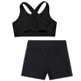 thumbnail image 3 of YONGHS Girls 2 Pcs Workout Outfits Gymnastics Activewear Sports Crop Tank Top with Shorts Set Black 16, 3 of 5