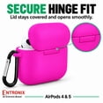 thumbnail image 6 of Entronix Silicone Case for AirPods 5 / 4, Slim Protective Cover with Carabiner, Hot Pink, 6 of 6
