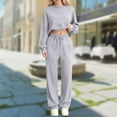 thumbnail image 3 of Bloomae Womens 2 Piece Outfits Lounge Sets Raglan Long Sleeve Crewneck Pullover Sweatshirt Drawstring Joggers Sweatpants Fashion Sweatsuit Sweat Set Trendy Spring Travel Outfits Gray XL, 3 of 6