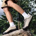 thumbnail image 7 of Men's Lace‑Up Low‑Top Hiking Trail Shoes, Synthetic Leather Upper Mesh Lining Square Toe Rugged Rubber Outsole Lightweight Footwear For Trekking Walking And Daily Outdoor Activities, 7 of 7