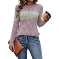 thumbnail image 3 of Women'S Sweaters Trendy Color Block Tops Long Sleeve Shirts Fall Outfits Early Fall Fashion Winter Clothing Pink XL, 3 of 8