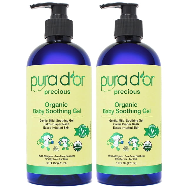 Gel calmante PURA D'OR ORGANIC para piel sensible para bebés 960 ml x2