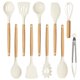 thumbnail image 1 of Juego de Utensilios de Cocina de Silicona, 10 Piezas, Espátula con de Madera., 1 of 5
