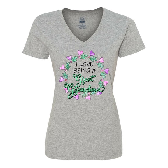 Inktastic I Love Being a Great Grandma- Circle of Hearts Women's V-Neck T-Shirt