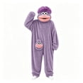 thumbnail image 4 of ZHANGDER Big Mouth Monster Onesie, Fleece Hooded Cozy Plush One Piece, Silly Loungewear with Shoes and Comb, Light Purple XL, 4 of 7