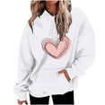 thumbnail image 2 of ZyeKqe Hoodies for Women Valentines Day Fleece Lined Hooded Sweatshirts Causal Heart Graphic Long Sleeve Pullover Tops, 2 of 6