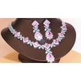 thumbnail image 2 of Classy Necklace Earrings Jewelry Cubic Zircon Pink Set for Bridesmaid Engagement, 2 of 7
