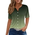 thumbnail image 5 of Yubnlvae Women's Henley Neck Short Sleeve Shirt - 2025 Summer Casual Button-Down V-Neck Top (Breathable Cotton | Relaxed Fit | Trendy Printed Design) (Green | S), 5 of 7