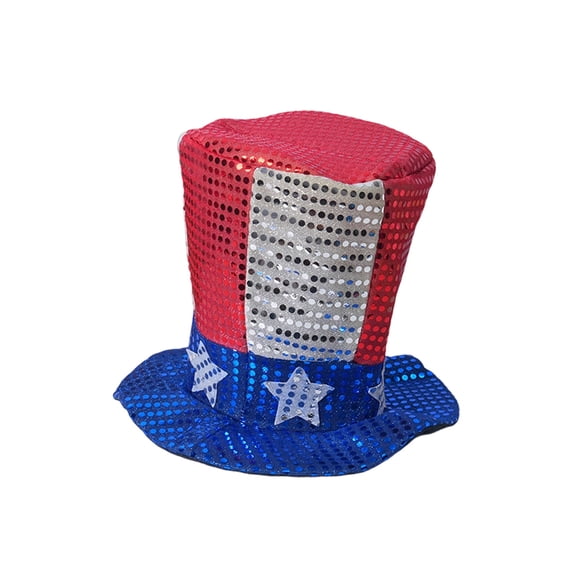 US Independence Day Uncle Sam Sequined Top Hat, 250th Anniversary Usa Hat for 4th of July & Carnival Parties, 9.84x7.87in