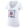 thumbnail image 2 of Women's G-III 4Her by Carl Banks White Chicago Cubs Collage Team Graphic V-Neck Fitted T-Shirt, 2 of 5