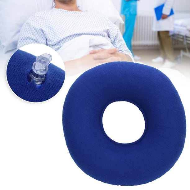 Cojin para escaras transpirable de facil limpieza almohada para escaras forma redonda flocado suave azul oscuro para hospital para pacientes postrados