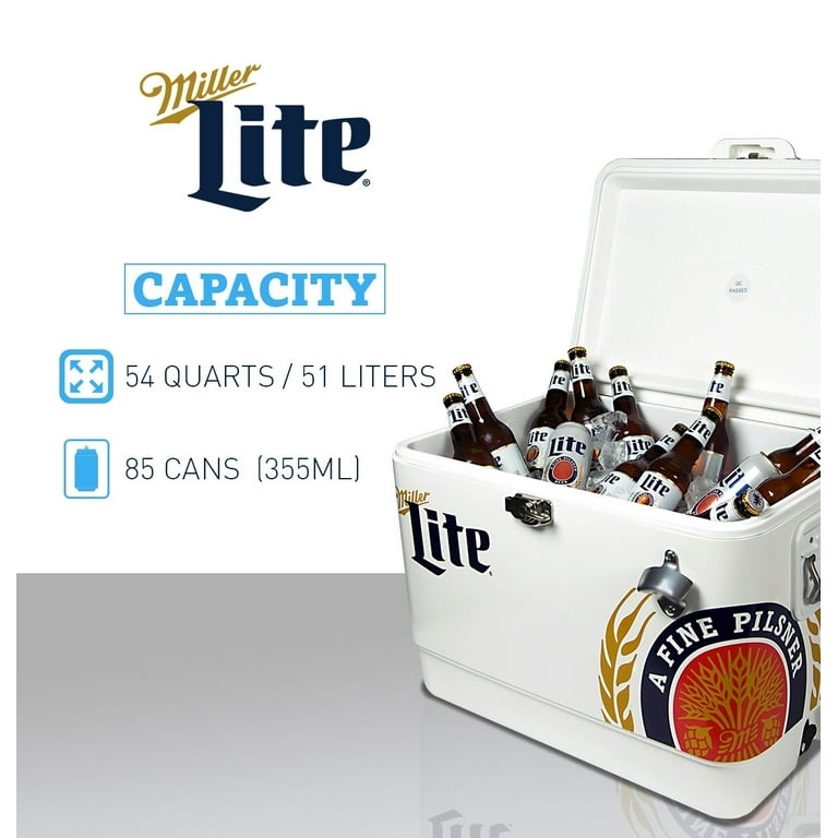 Miller Lite Ice Chest Beverage Cooler with Bottle Opener 51L 54