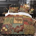 thumbnail image 3 of LAICAIW Rustic Lodge Quilt Set 3-Piece, Country Cabin Lightweight Reversible Moose Bear Bedspread, Brown, 3 of 7
