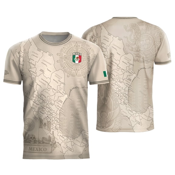 Men Mexico Soccer Jersey, Beige Vintage Retro Breathable Short Sleeve Fan T-Shirt for Game Day, Training, Travel, and Casual Wear