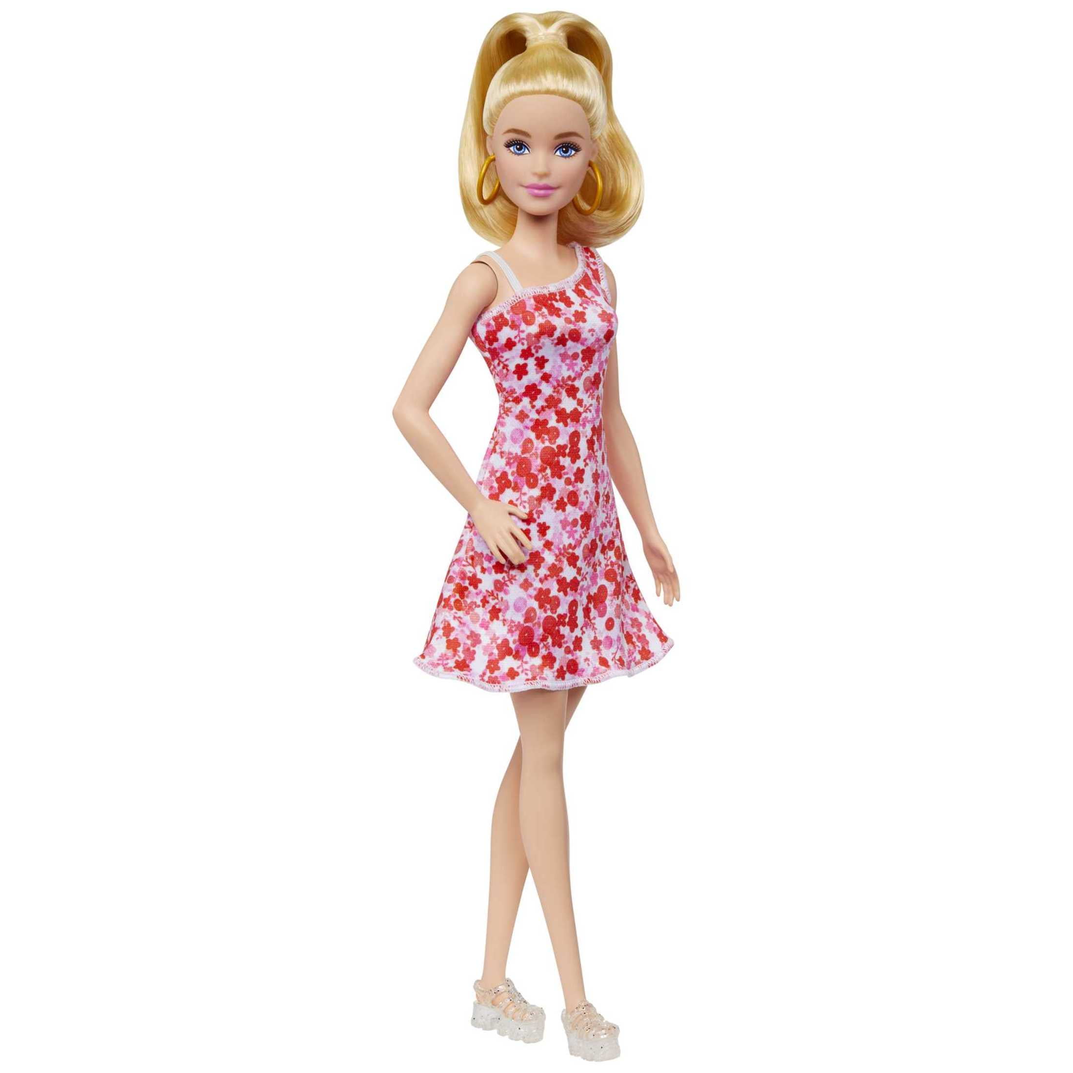 Barbie Fashionistas Doll #205 with Blond Ponytail and Floral Dress, 11.73 in
