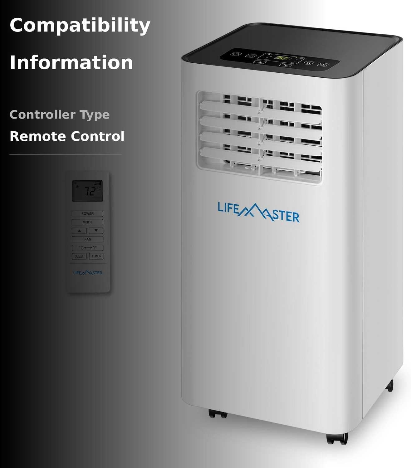 Lifemaster 10,000 BTU Portable Air Conditioner, 3-in-1 AC Unit with Remote & Installation Kit for Rooms up to 450 sq ft – Home, Office & Dorm Use