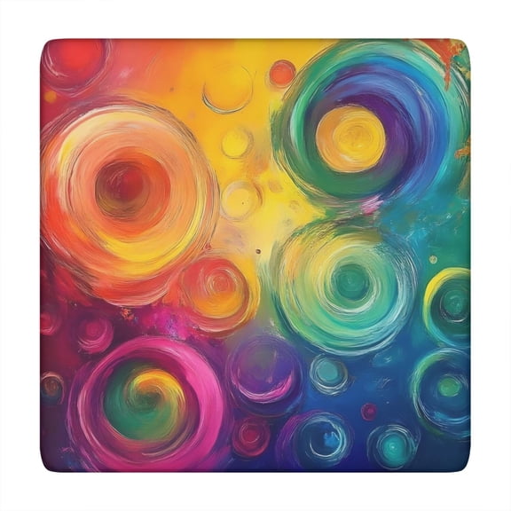 Colorful Tie Dye Circular Spiral Pattern Square Fitted Tablecloth with Elastic Edge,Square Table Cover,Washable Elastic Table Cover for Home Kitchen Party Decor 34"x34"