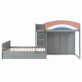 thumbnail image 5 of Full-Over-Full Size Offset Bunk Bed with Wardrobe & Built-in Hanging Rod, Storage Kids Bed Frame with 2 Drawers & Guardrail, 5 of 10