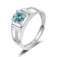 thumbnail image 2 of Engagement Rings for Men,1ct D Color Moissanite Wedding Band Rings, 925 Sterling Silver Round Cut Blue/Green/Pink Diamond Ring for Men Him Boyfriend Father with Certificate Size 7-11, 2 of 9
