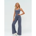 thumbnail image 4 of IBTOM CASTLE Two Piece Workout Sets for Women Racerback Tank Top Matching High Waist Wide Leg Yoga Pants Pilates Outfits Grey-blue, 4 of 7