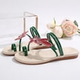 thumbnail image 3 of Women’s Toe Ring Flat Slide Sandals Floral Rhinestone Slip On Open Toe Thong Flip Flops Casual Summer Beach Slippers Green Size 9, 3 of 5