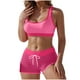 thumbnail image 2 of Traje de baño de dos piezas con abertura en la parte inferior para mujer, de color sólido, de poliéster, 2 of 7