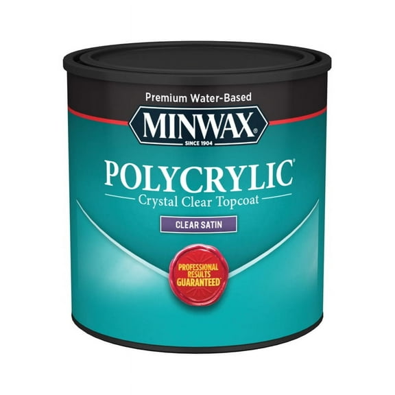 1 Pc, Minwax Polycrylic Satin Crystal Clear Water-Based Polyurethane 0.5 Pt