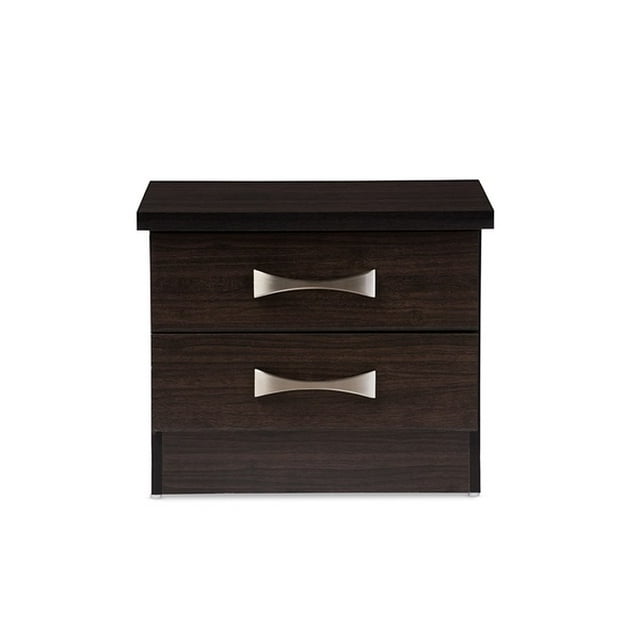 Baxton Studio Colburn Modern and Contemporary 2-Drawer Dark Brown Finish Wood Storage Nightstand Bedside Table