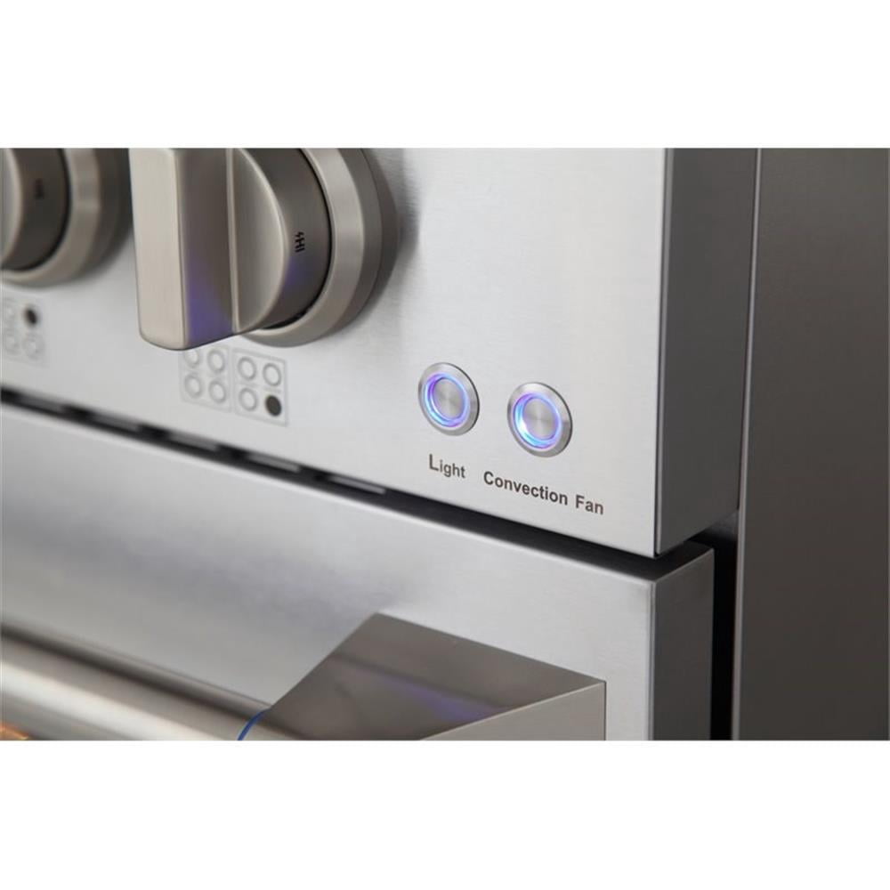 Pemberly Row 48" Stainless Steel Natural Gas Range in Silver
