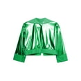 thumbnail image 6 of Zaldita Kids Girls Shiny Rhinestone Metallic Jacket Disco Jazz Hip Hop Dance Crop Top Rave Party Festival Outerwear Green 16, 6 of 6