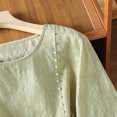 thumbnail image 6 of Zysthvn Cotton Blend Casual Tops for Women 3/4 Sleeve Embroidered Plus Size Women Tshirts Crew Neck Solid Breathable, 6 of 9