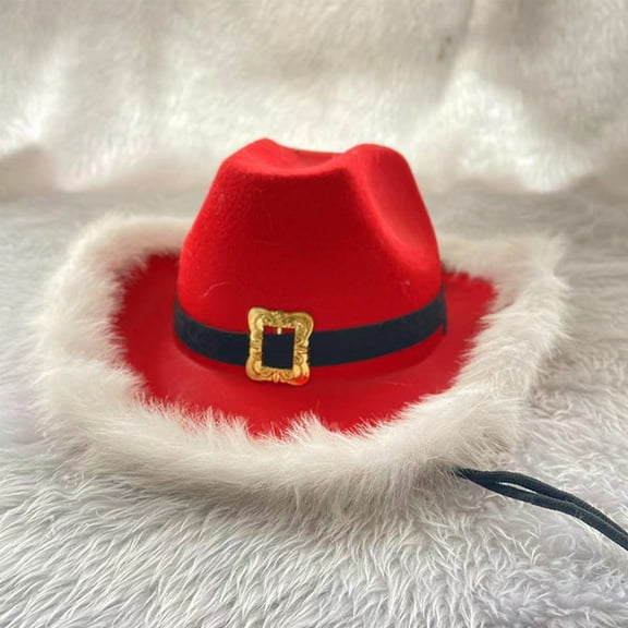 AZXY on Sale!Christmas Hats With Led Light For Adults Kids Men'S And Women'S Velvet Plush Cowboy Santa Claus Hat Red Glowing Holiday New Year Party Supplies Christmas Decorations