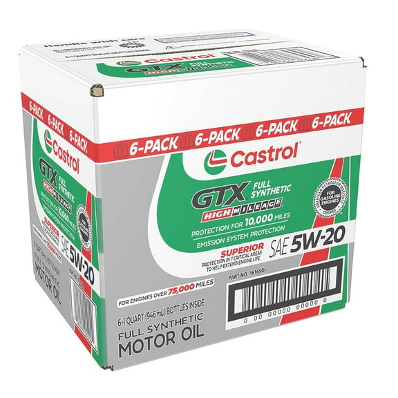 Castrol GTX Full Synthetic High Mileage 5W-20, 6 pack, 1 US qt bottles
