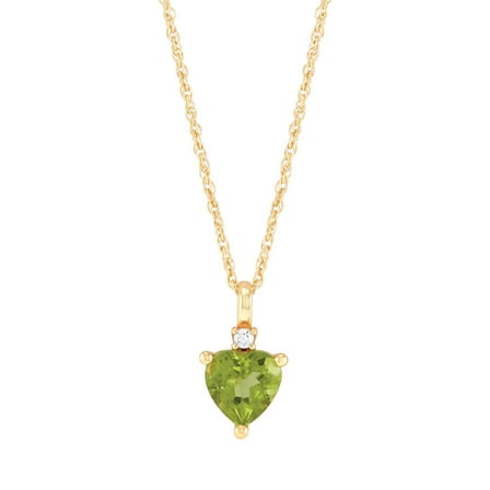 Brilliance Fine Jewelry Heart Peridot and White Cubic Zirconia Pendant Necklace in Sterling Silver and 14KT Gold Plate