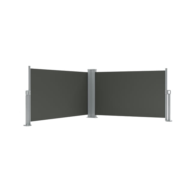 Auvent Rétractable Double Face – Séparateur d'Intimité Extérieur – Patio, Terrasse et Balcon – Polyester 280 g Résistant à la Pluie et aux UV – Installation Facile – Gris, 71x236 Pouces