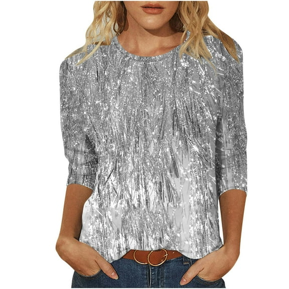 SHE IS My Items Long Shirts for Women Plus Size Crew Neck Tops for Women Loose Womens Blouses Dressy Casual Long Sleeve Basic Tees for Women Cropped