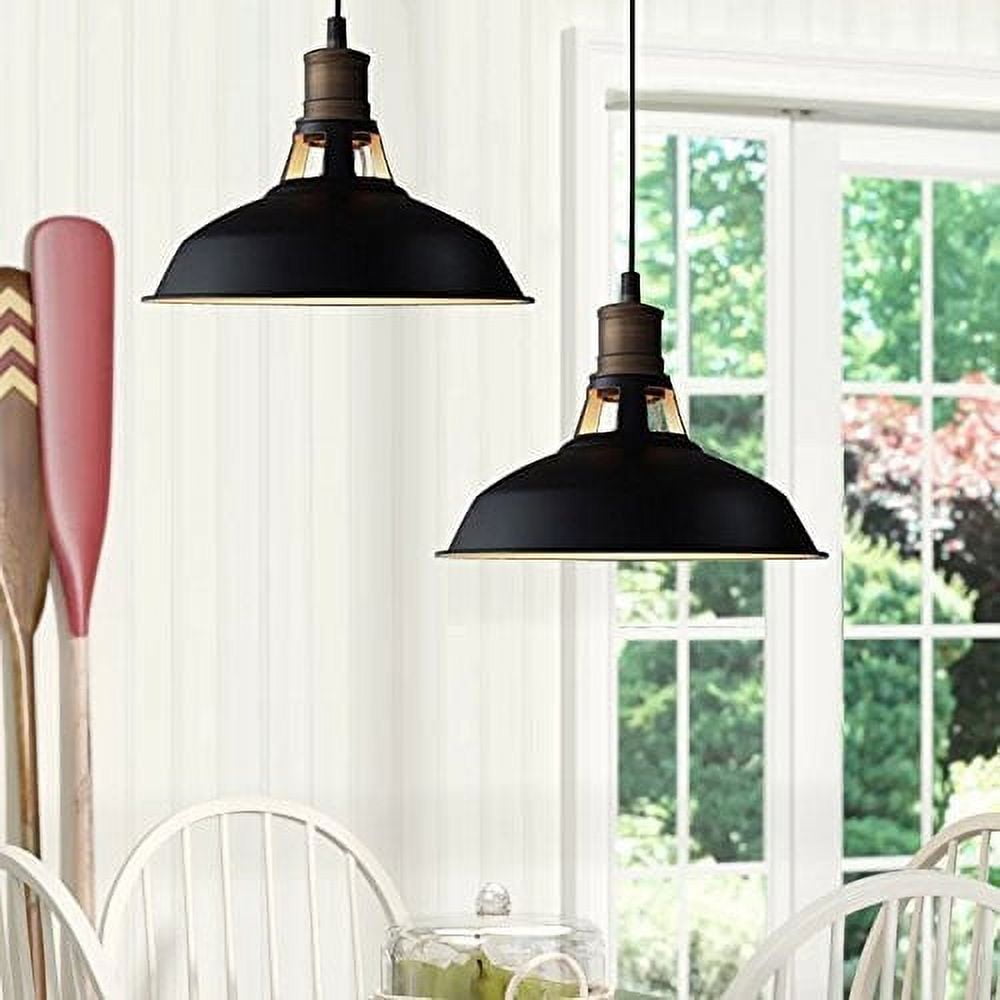 Florence Industrial Black Barn Pendant Light Loft Fixture, 1-Pack
