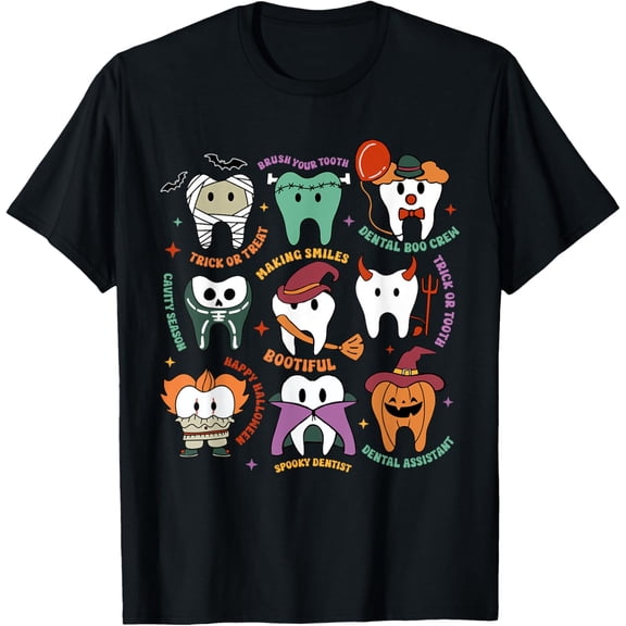 Halloween Dental Boo Crew Dentist Vintage Funny Gifts Men Woman T-shirt