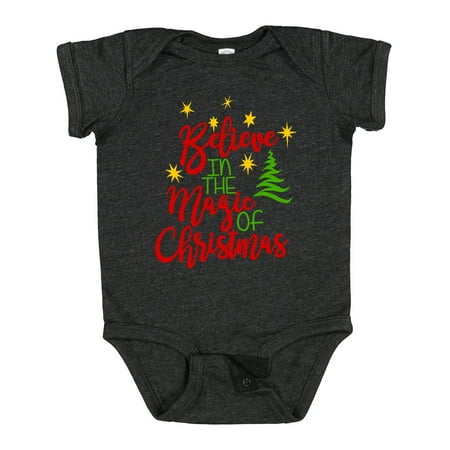 

Inktastic Believe in the Magic of Christmas Yellow Stars and Tree Gift Baby Boy or Baby Girl Bodysuit