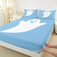 thumbnail image 3 of Castle Fairy 4-Piece King Sheet Set - Teens Cute Ghost Blue White Ultra Soft Halloween, 3 of 7