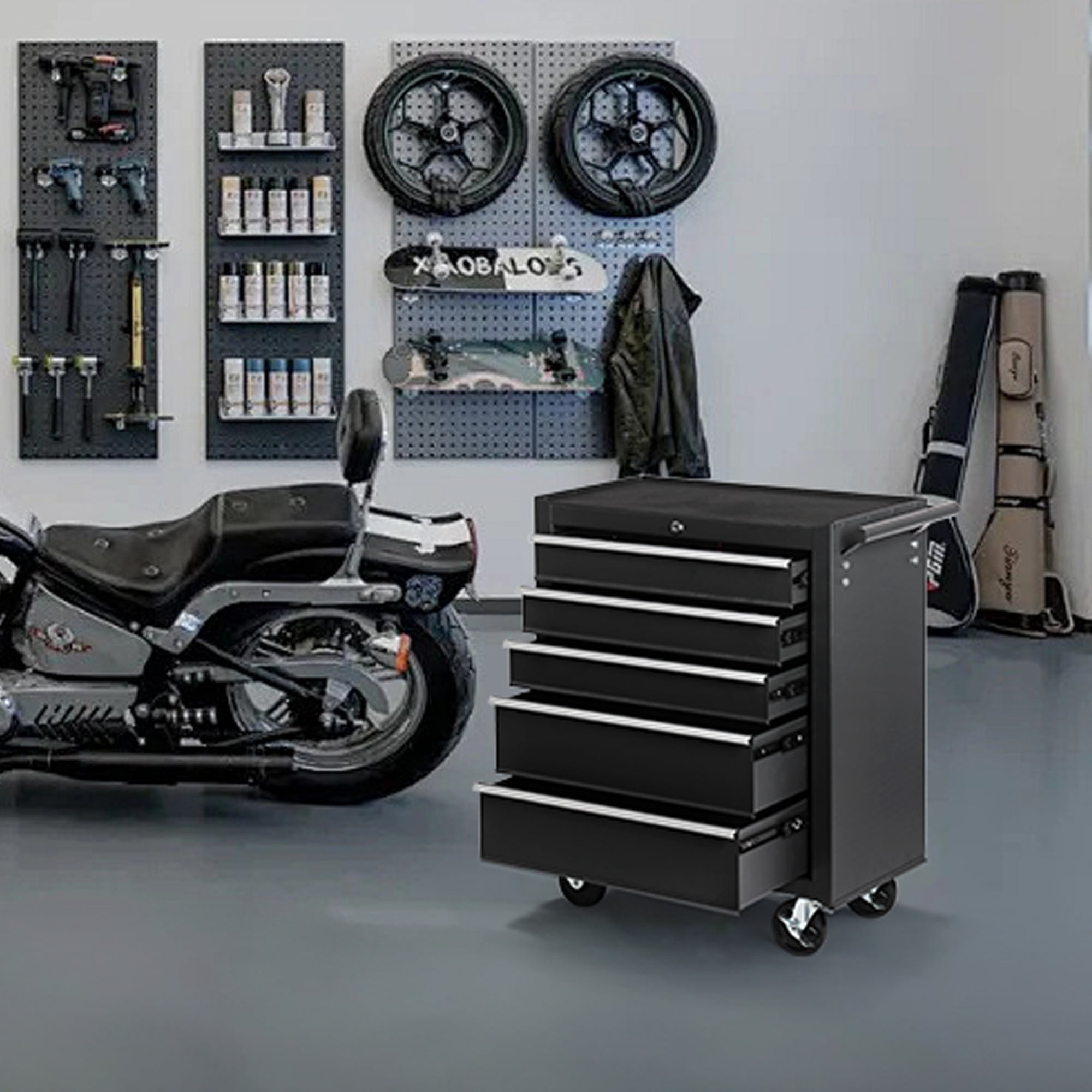 5-Drawer Rolling Tool Chest Tool Storage Cabinet with Wheels Tool Organizer Box