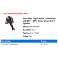 thumbnail image 2 of Front Right Engine Mount - Compatible with 2011 - 2013 Toyota Sienna 2.7L 4-Cylinder 2012, 2 of 2