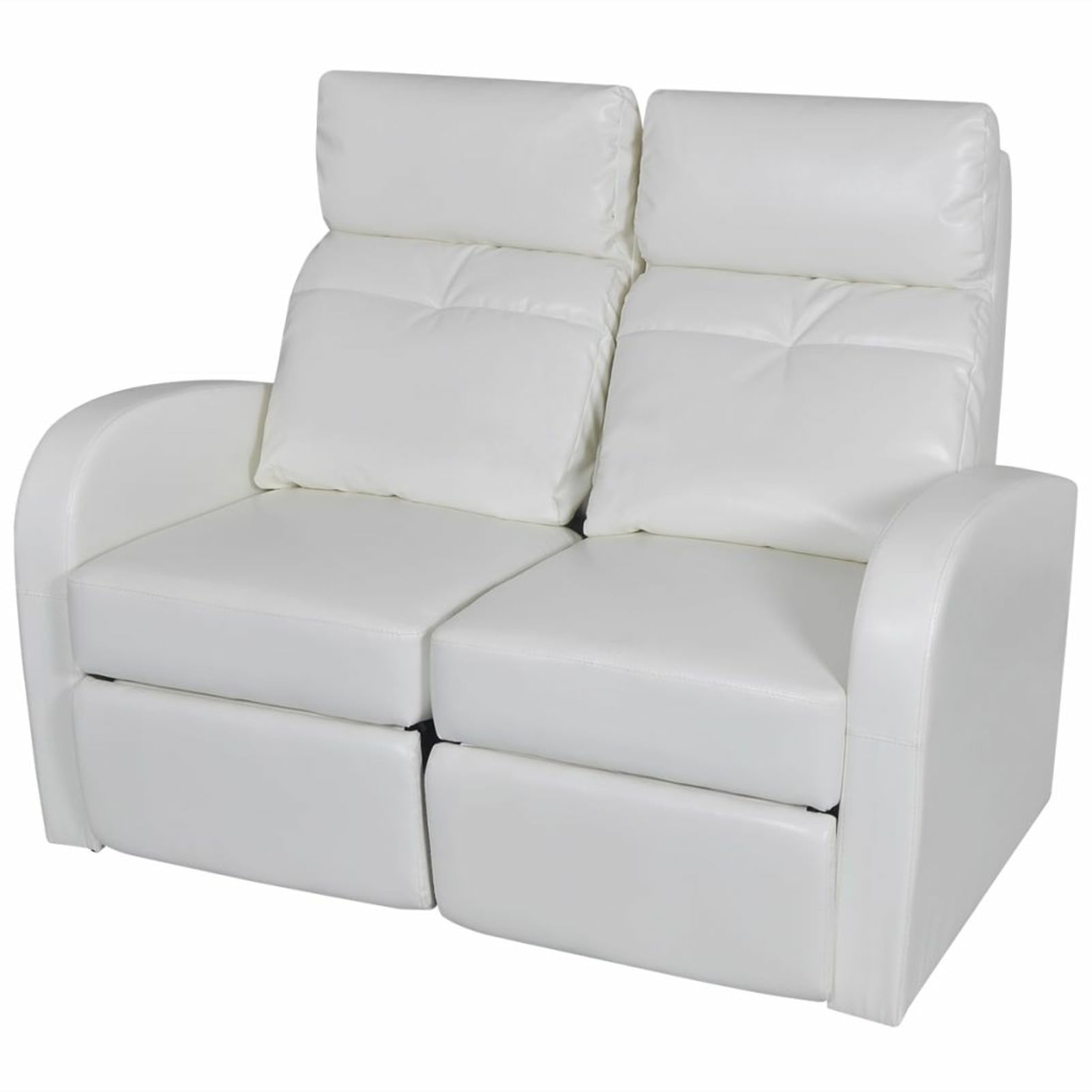 Htovila 2  Seater  Home Theater Recliner Sofa  White Faux 