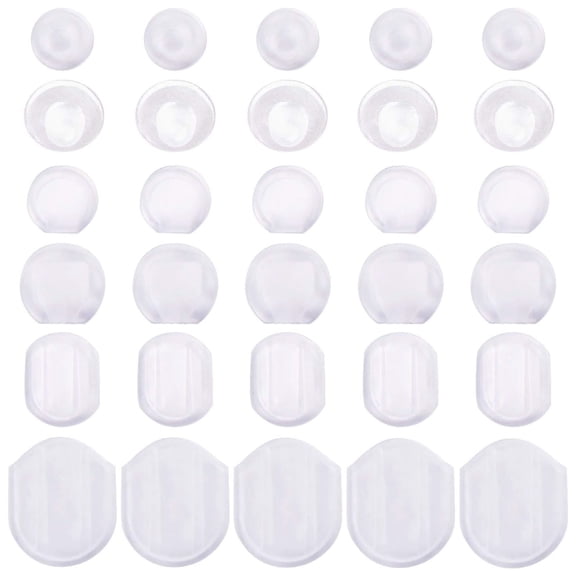 60 Pieces 6 Sizes Comfort Earring Cushions Pads Silicone for Clip-on Earrings,Clear