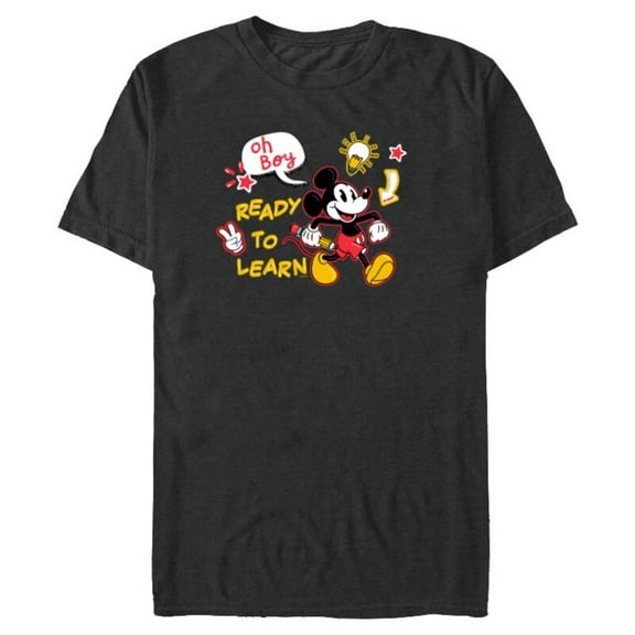 Disney Mickey Mouse Oh Boy Ready to Learn - Short Sleeve Blended T-Shirt for Adults - Customized-Dark Heather
